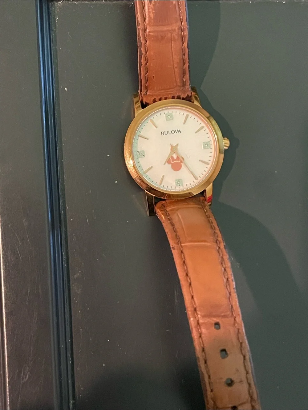 Bulova Gold-Tone Case with Brown Leather Strap Watch